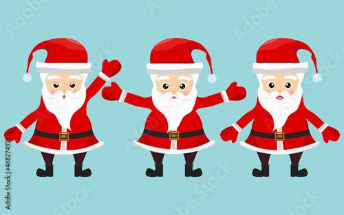 Santa clause character vector set-  santa clause different poses cartoon illustration