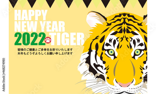 年賀状（寅年2022）トラ横