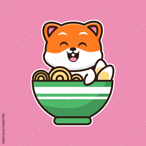 
vector illustration of cute hamster 
in the noodle bowl,  suitable for greeting cards, birthday gifts, stickers, clothes