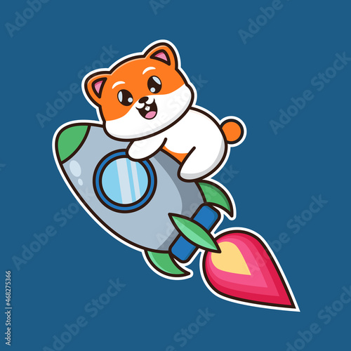 
vector illustration of cute hamster 
rocket ride, suitable for greeting cards, birthday gifts, stickers, clothes