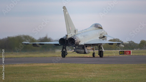 Typhoon taxiing to runway at RAF Coningsby  - stock photo.jpg photo
