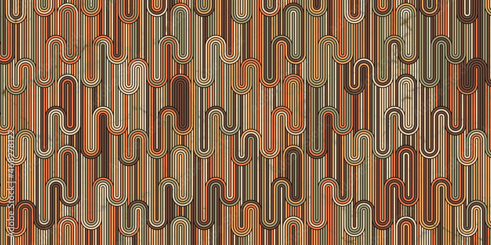 Fototapeta premium Geometric pattern with circle wave lines and marble texture colorful background retro style