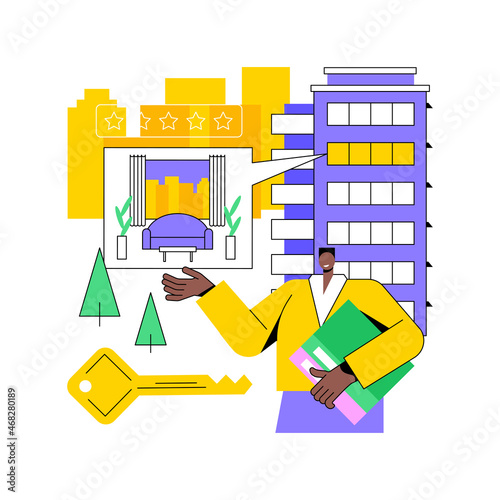 Condominium abstract concept vector illustration. Private residence in a building complex, condominium management, landlord owned household, multistorey house appartment abstract metaphor.
