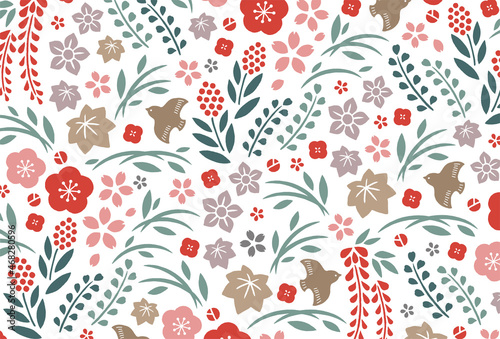 四季の植物の和柄