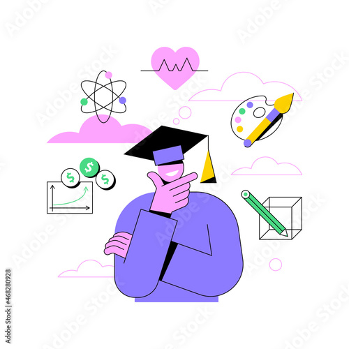 College choice abstract concept vector illustration. College choice advisor, rankings, career assessment test, graduation, important decision, higher education, choose institute abstract metaphor.