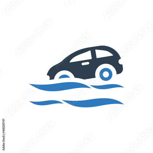 Car flood insurance icon