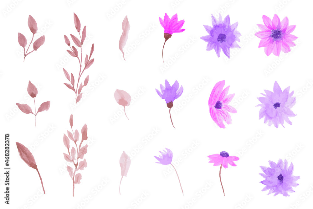 Set Purple Flowers