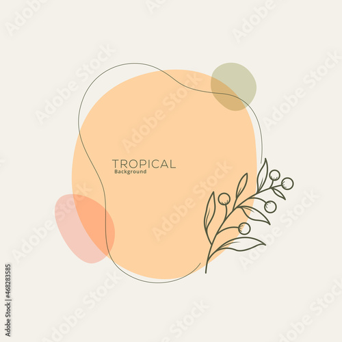 Tropical leaves with rounded element background vector illustration
