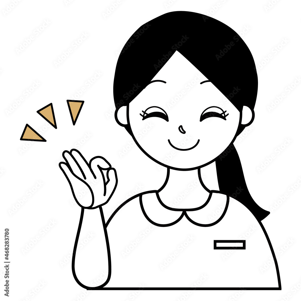 OKサインを出す看護師（医療従事者）のイラスト素材