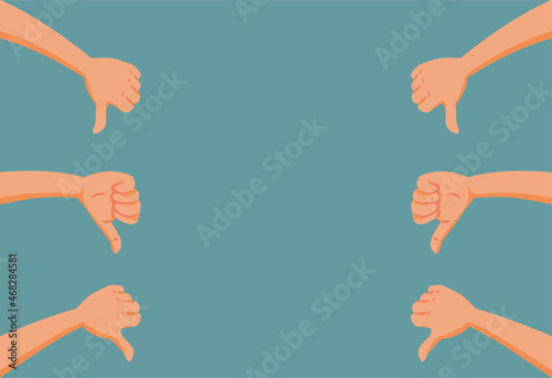 Hands Holding Thumbs Down As Dislike Sign Vector Illustration