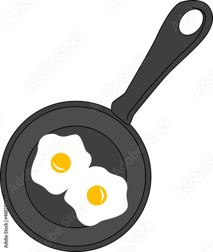 フライパンで焼く美味しい卵焼きのイラスト