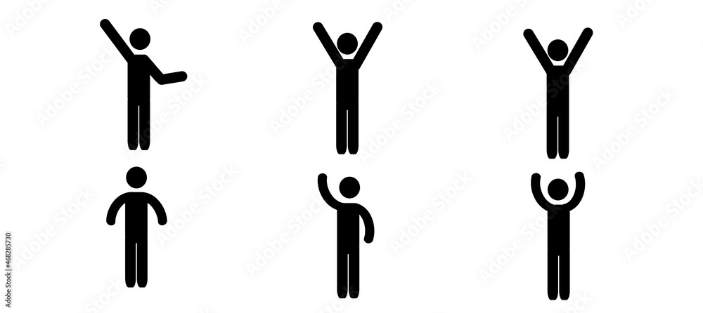 the icon of a person standing, a set of pictograms, various hand movements of standing people, a human figure, a silhouette
the icon of a person standing, a set of pictograms, various hand movements of standing people, a human figure, a silhouette