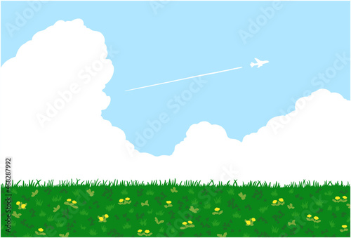 青空の見える草原の風景