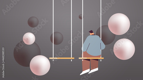 unhappy depressed man sitting on swing guy feeling desperate and lonely mental health diseases depression