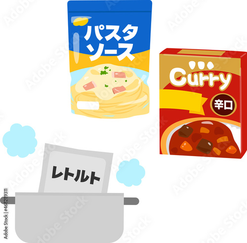 鍋で湯煎にかけられるレトルト食品