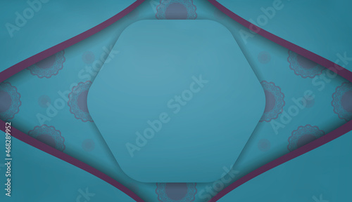 Brochure in green with vintage purple pattern prepared for typography.