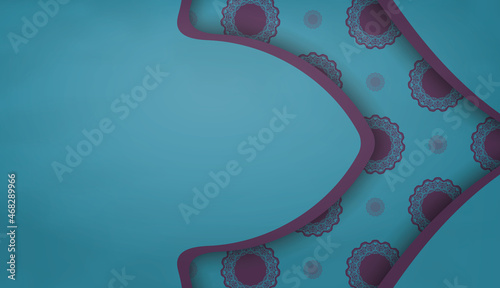 Brochure in green with vintage purple pattern prepared for typography.