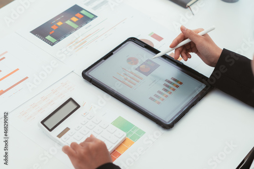 business man work chart schedule or planning financial report data methodology