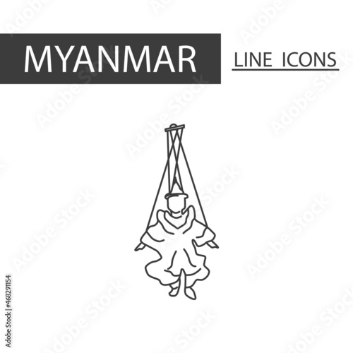 Yoke Thay Myanmar icon. The icons as Myanmar signature in black lines.