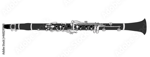 Clarinet musical instrument hand drawn sketch.