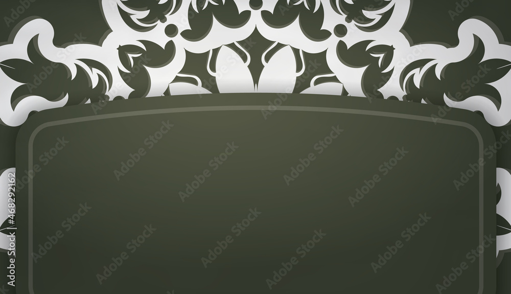 Dark green banner with indian white pattern for logo design