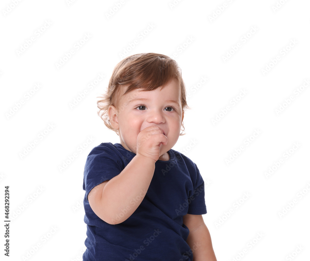 Cute little boy isolated on white. Adorable child Cute little boy isolated on white. Adorable child