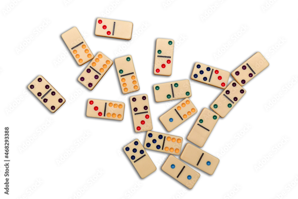 domino blocks isolated on white background. flat lay. top view domino blocks isolated on white background. flat lay. top view