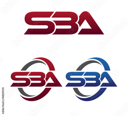 Modern 3 Letters Initial logo Vector Swoosh Red Blue SBA photo