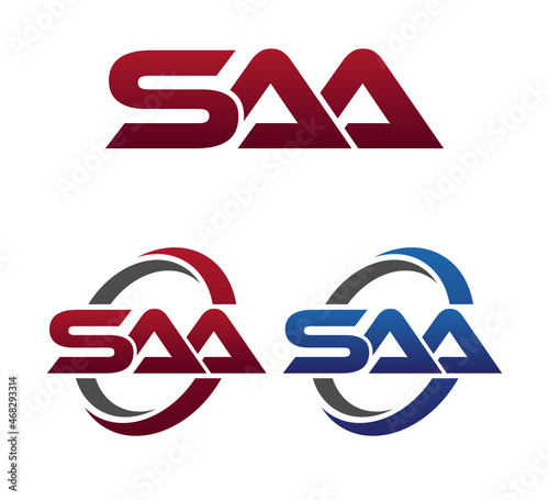 Modern 3 Letters Initial logo Vector Swoosh Red Blue SAA