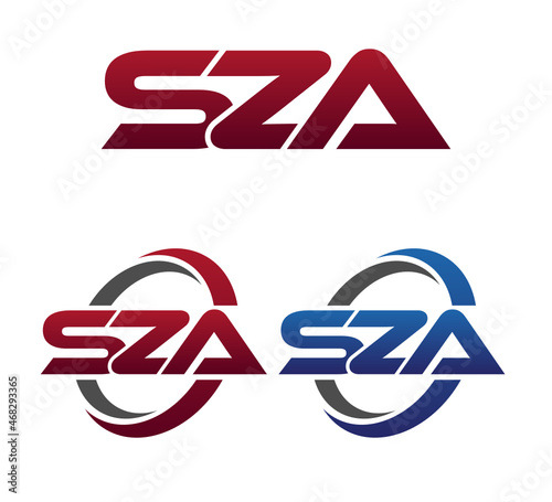 Modern 3 Letters Initial logo Vector Swoosh Red Blue SZA
