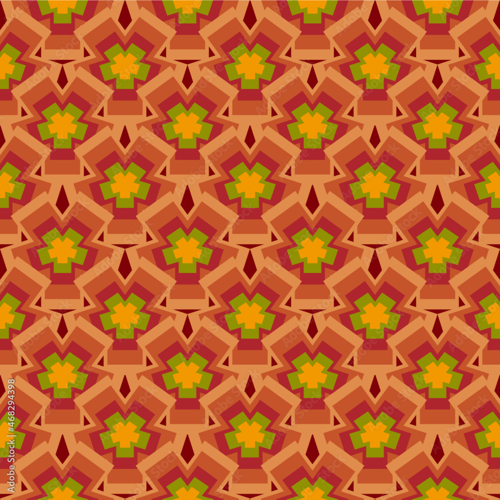 Autumn pattern. Vector. Seamless background , zig zag, polka dot and stripes. Set seasonal geometric wallpapers. illustration in flat design.circle seamless pattern.