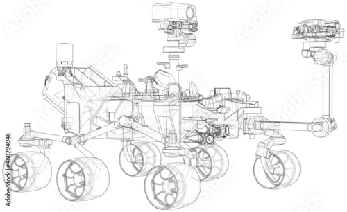 Mars Rover. Vector rendering of 3d