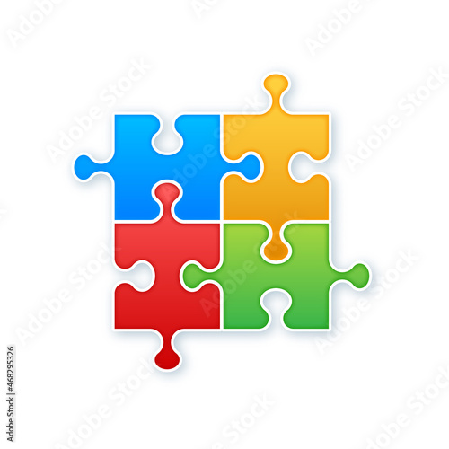 Jigsaw puzzle blank template or cutting guidelines. Vector illustration