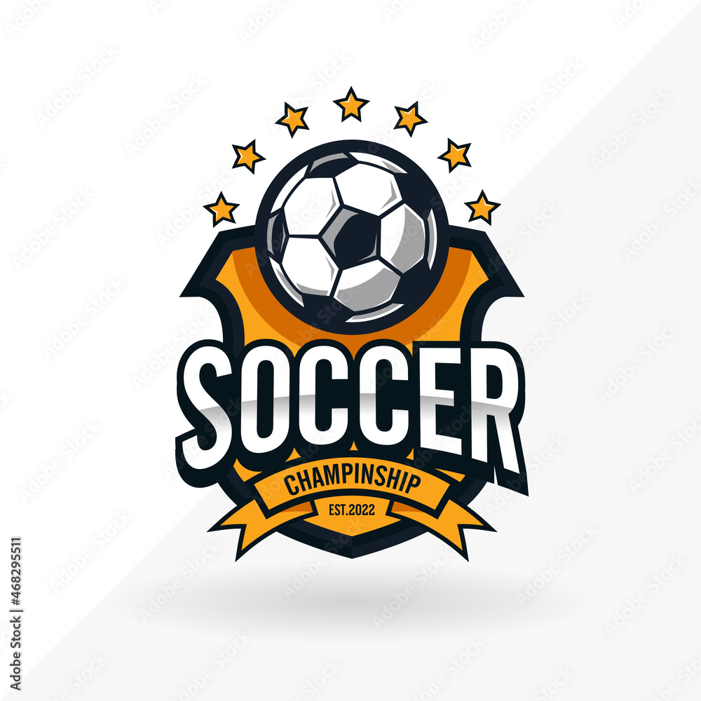 Naklejka premium Soccer Football Badge Logo Design Templates | Sport Team Identity Vector Illustrations isolated on white Background