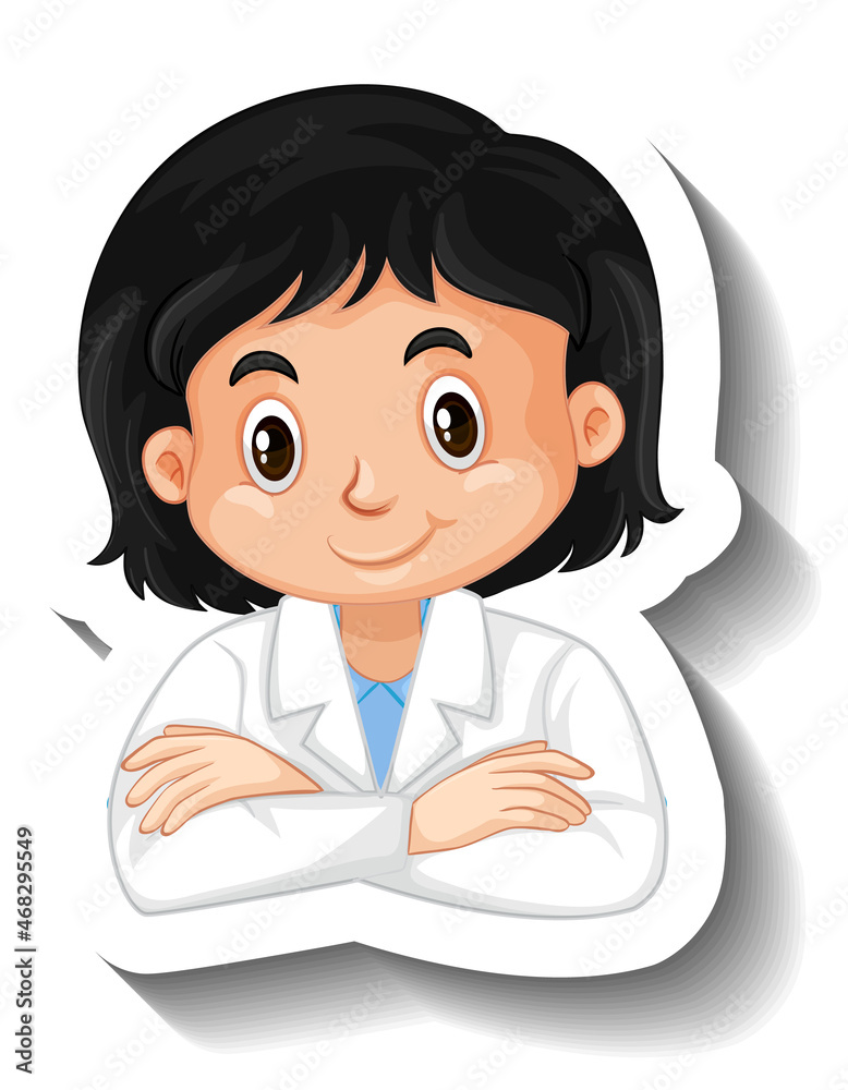 Scientist muslim girl cartoon character sticker Scientist muslim girl cartoon character sticker