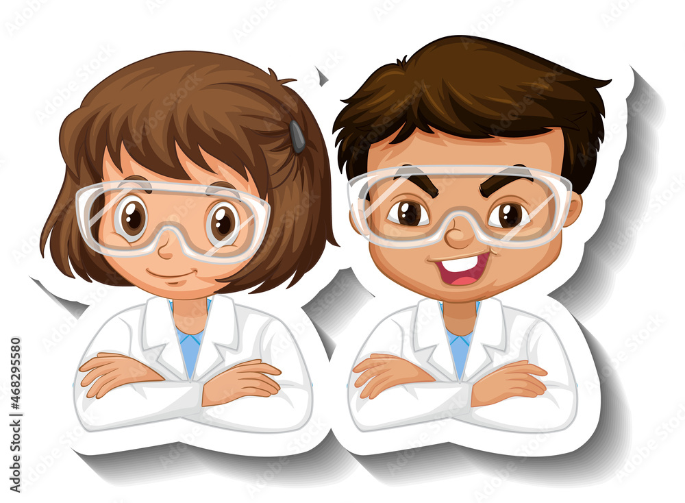 Scientist student cartoon character sticker Scientist student cartoon character sticker