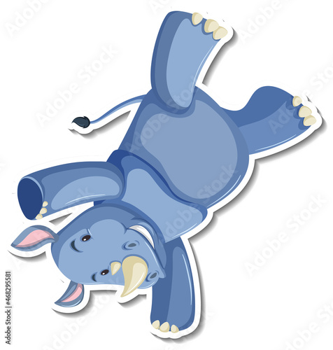 Rhinoceros dancing cartoon character sticker