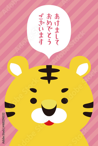 年賀状2022　シンプルなトラの顔アップ