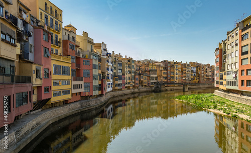 Colored houses on the river onyar, Girona.