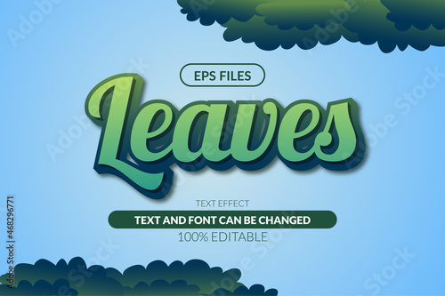 Green leaves forest 3d script editable text effect. eps vector file