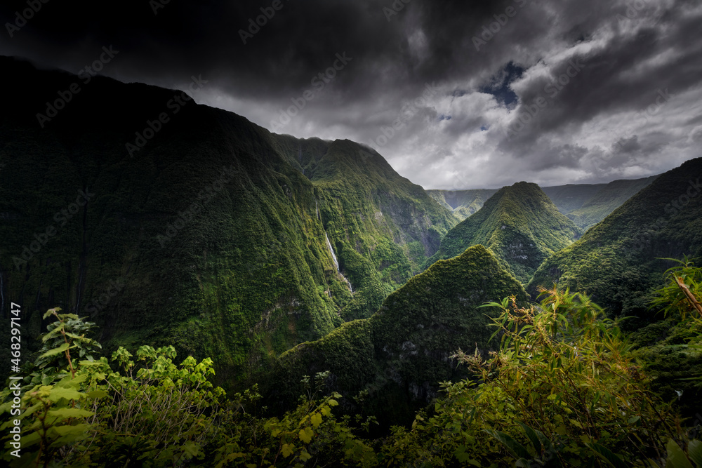 Takamaka Valley during a cloudy day, Reunion Island Takamaka Valley during a cloudy day, Reunion Island