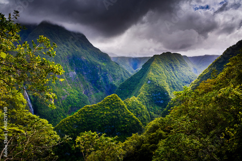 Takamaka Valley during a cloudy day, Reunion Island photo