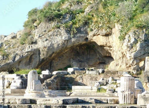 April 2018, Eleusis or Elefsina, Greece, The holy cave of Pluto or Plutonium photo