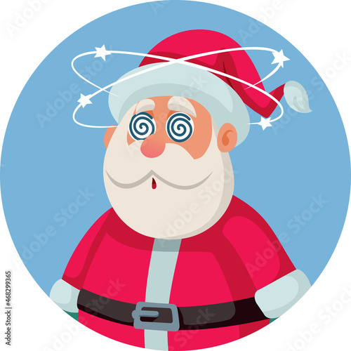 Dizzy Nauseated Santa Claus Vector Cartoon Illustration photo