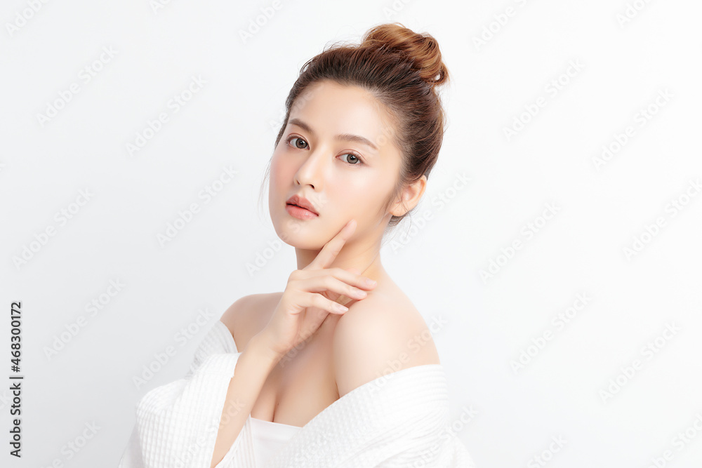Beautiful young asian woman with clean fresh skin on white background, Face care, Facial treatment, Cosmetology, beauty and spa, Asian women portrait. Beautiful young asian woman with clean fresh skin on white background, Face care, Facial treatment, Cosmetology, beauty and spa, Asian women portrait.