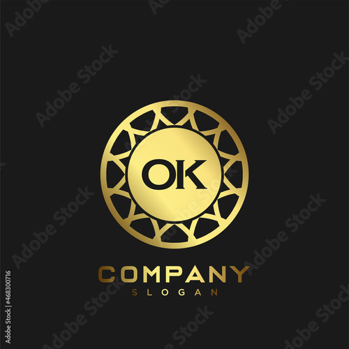 OK Premium monogram letter initials logo. minimalist symbol icon vector design. Luxury logotype Template.