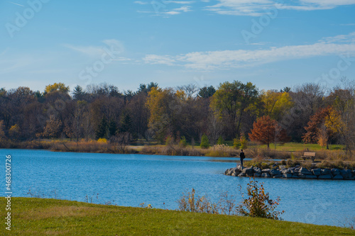 autumn landscape with lake