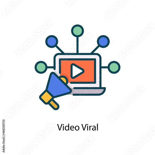 Video Viral vector Fill Outline Icon Design illustration. Social Media Symbol on White background EPS 10 File