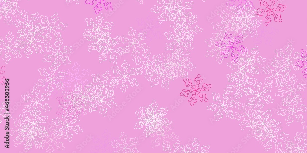 Light pink, yellow vector doodle template with flowers.