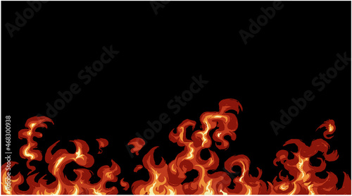 Clip art of a burning flame on a brush-japanese style